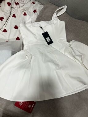 Fashion Nova White Mini Dress with Puffed Skirt